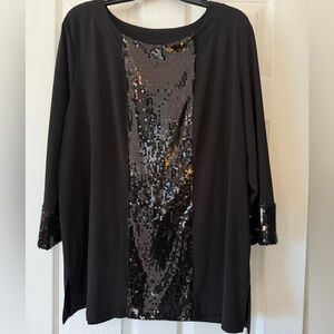 Black Tunic Top sequins size 1X festive